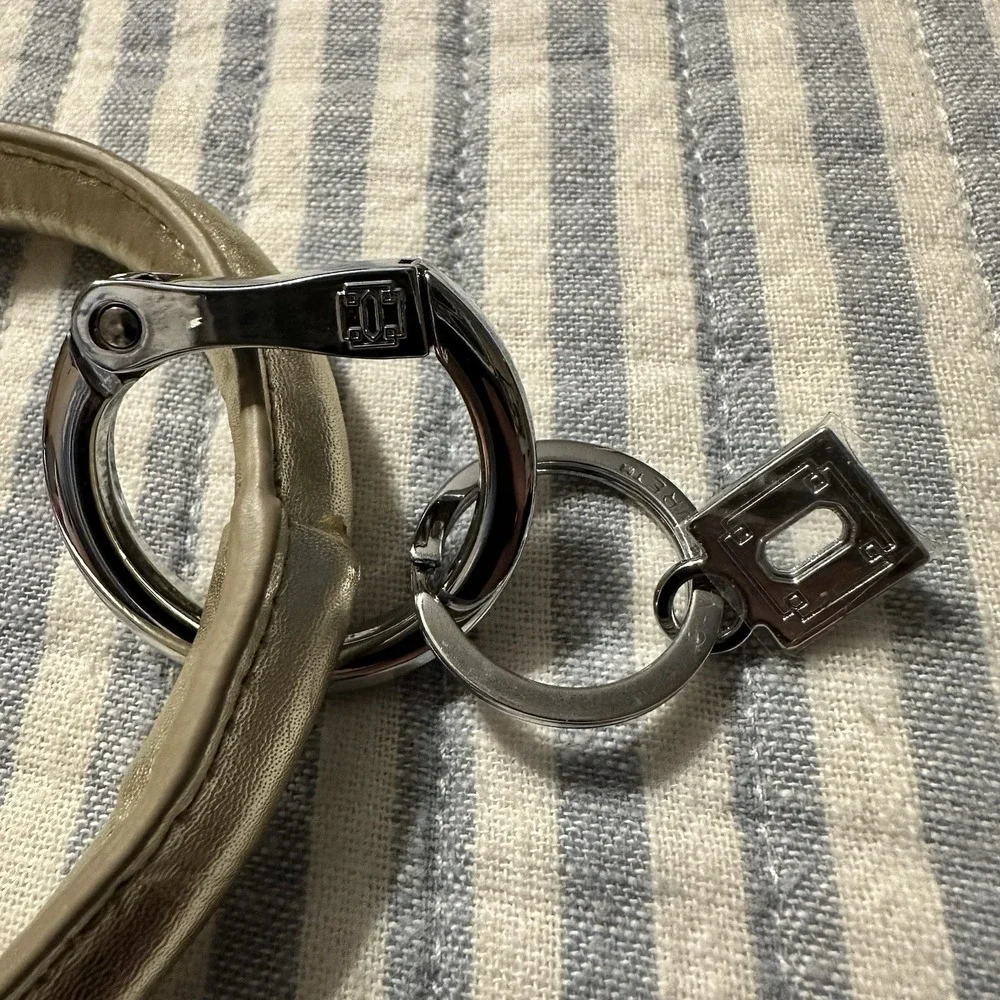 Metallic Leatherette Bangle Bracelet Wristlet‎ Key Ring